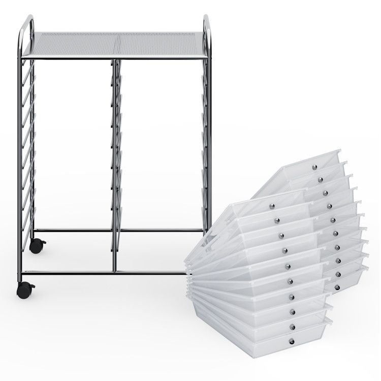 20-Drawer Rolling Storage Cart with Transparent Drawers