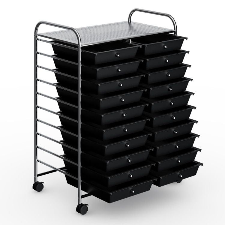 20-Drawer Rolling Storage Cart with Transparent Drawers
