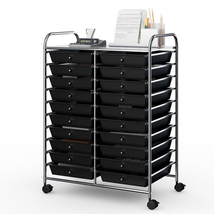 20-Drawer Rolling Storage Cart with Transparent Drawers