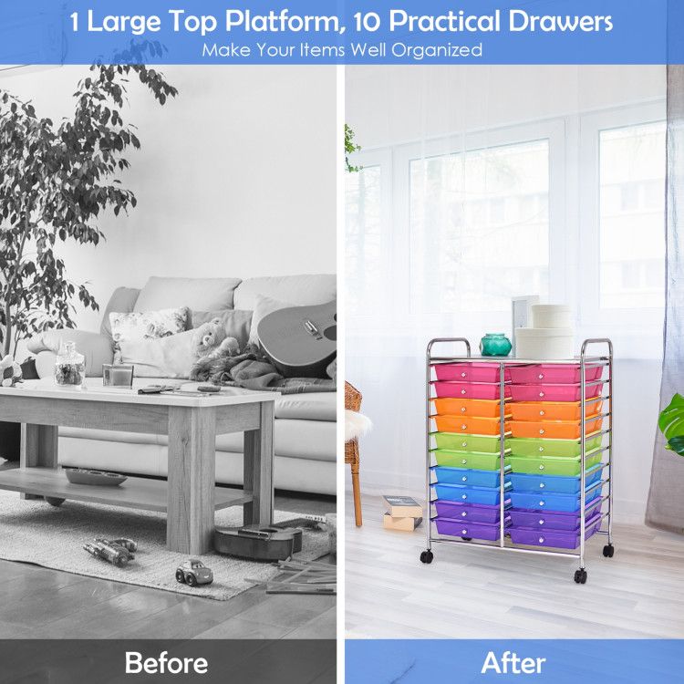 20-Drawer Rolling Storage Cart with Transparent Drawers