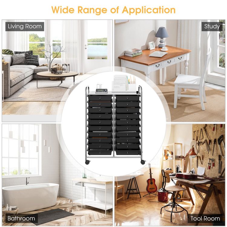 20-Drawer Rolling Storage Cart with Transparent Drawers