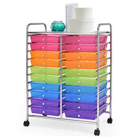 20-Drawer Rolling Storage Cart with Transparent Drawers