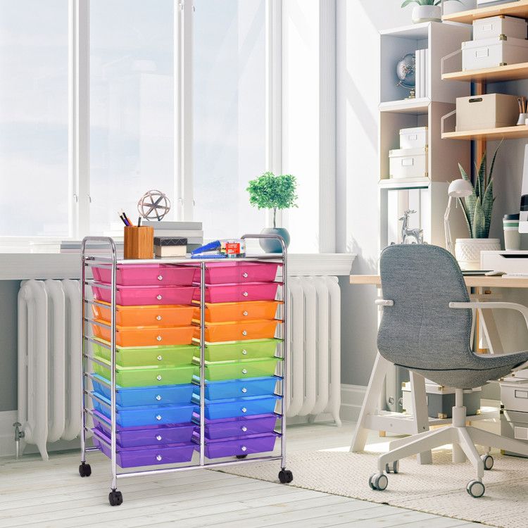 20-Drawer Rolling Storage Cart with Transparent Drawers