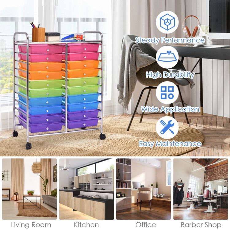 20-Drawer Rolling Storage Cart with Transparent Drawers
