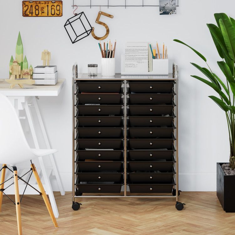 20-Drawer Rolling Storage Cart with Transparent Drawers