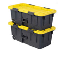 Wheeled Footlocker Storage Tote with Stackable Lid and Side Handle