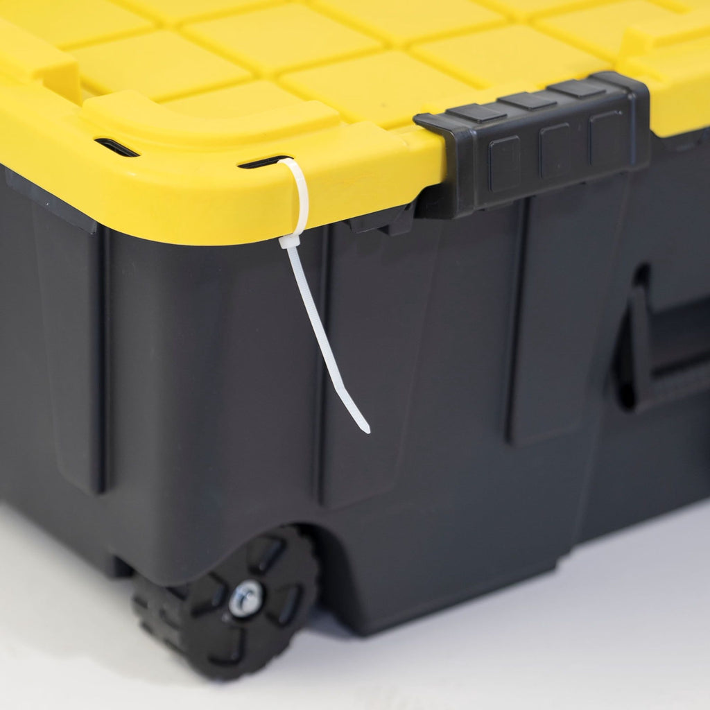 Wheeled Footlocker Storage Tote with Stackable Lid and Side Handle