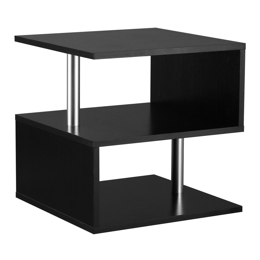 Modern S-Shaped End Table with Three-Tier Storage