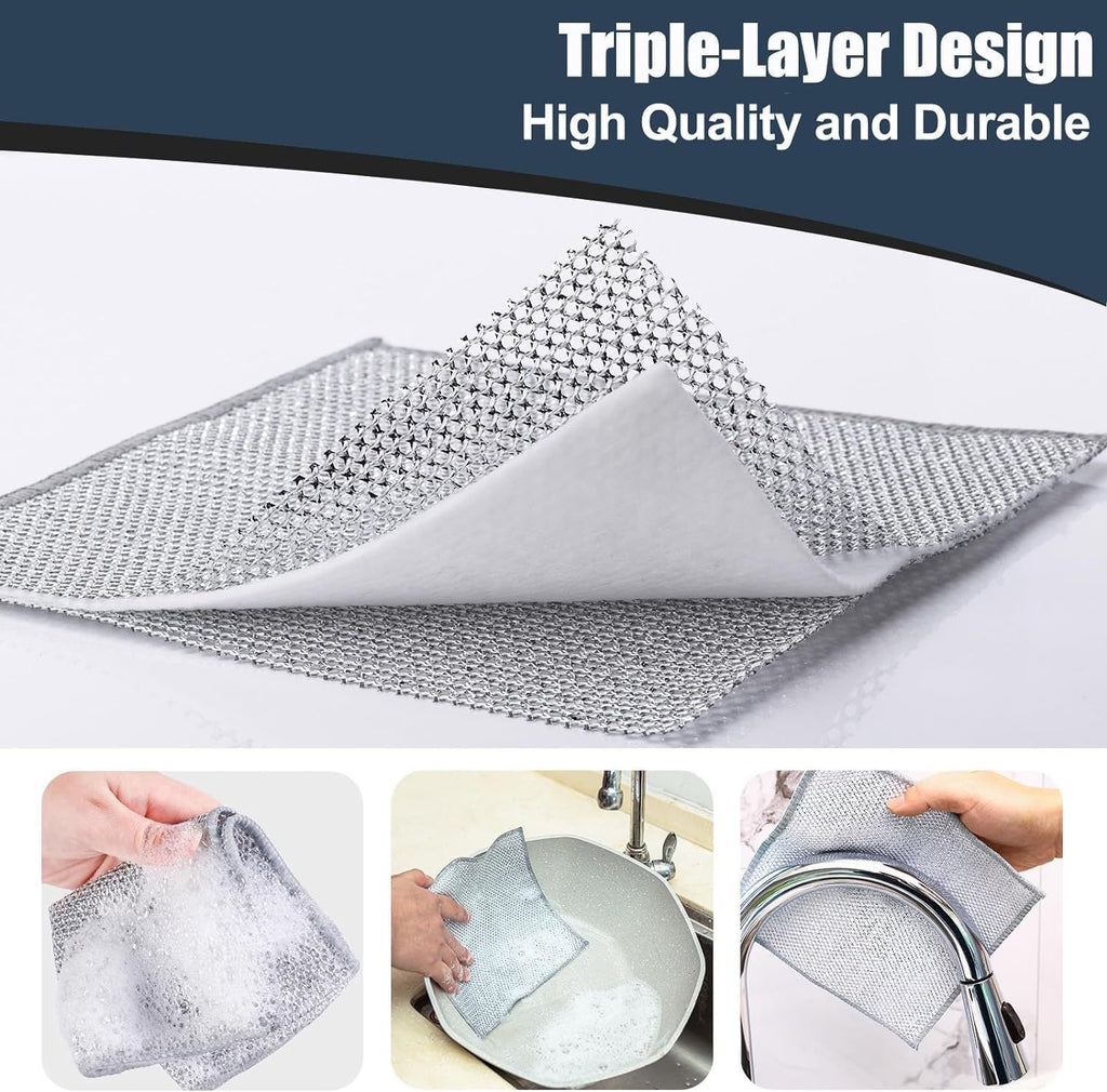 20-Pack Triple-Layer Non-Scratch Wire Cleaning Cloths for Kitchen