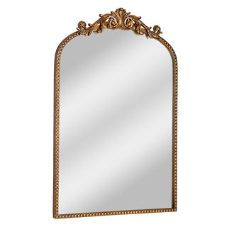 Classic Filigree Arch Wall Mirror with Elegant Golden Finish