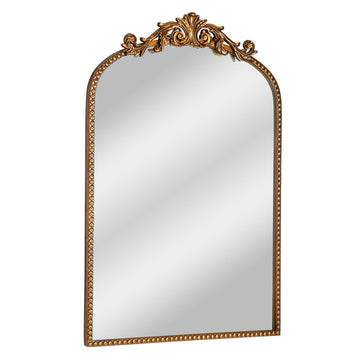 Classic Filigree Arch Wall Mirror with Elegant Golden Finish