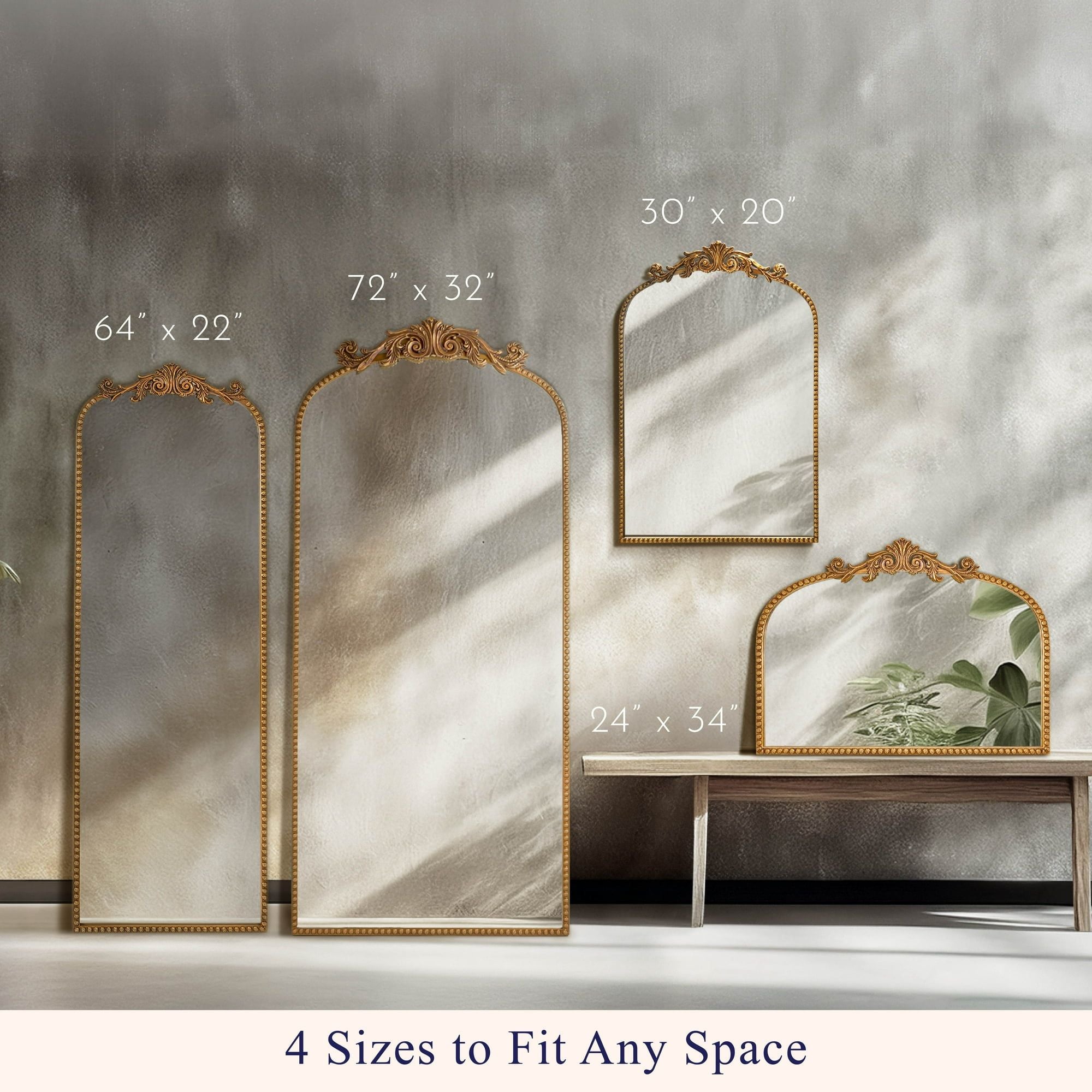 Classic Filigree Arch Wall Mirror with Elegant Golden Finish