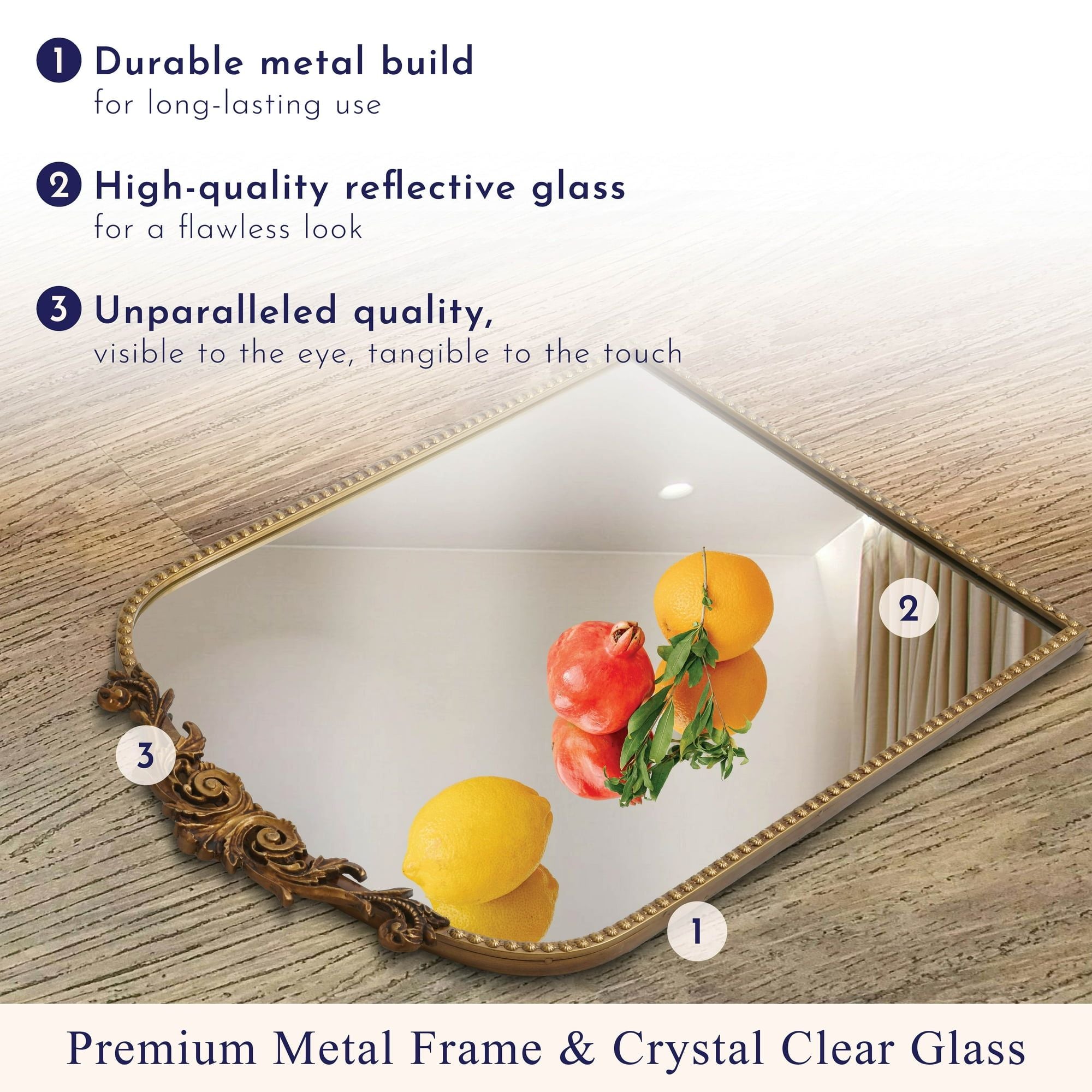 Classic Filigree Arch Wall Mirror with Elegant Golden Finish