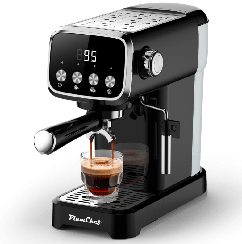 20Bar American Coffee Maker with Built-in Thermometer and Milk Frother