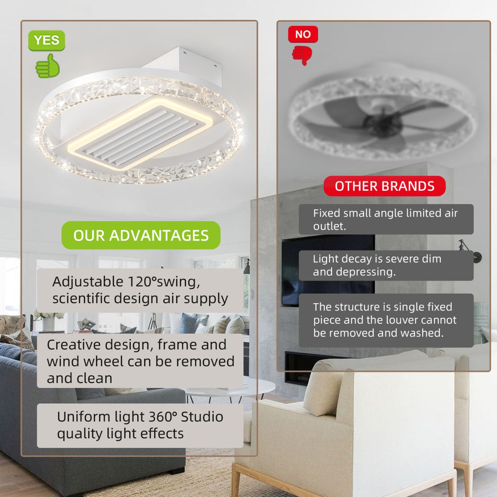 Modern Leafless Ceiling Fan with Remote and App Control