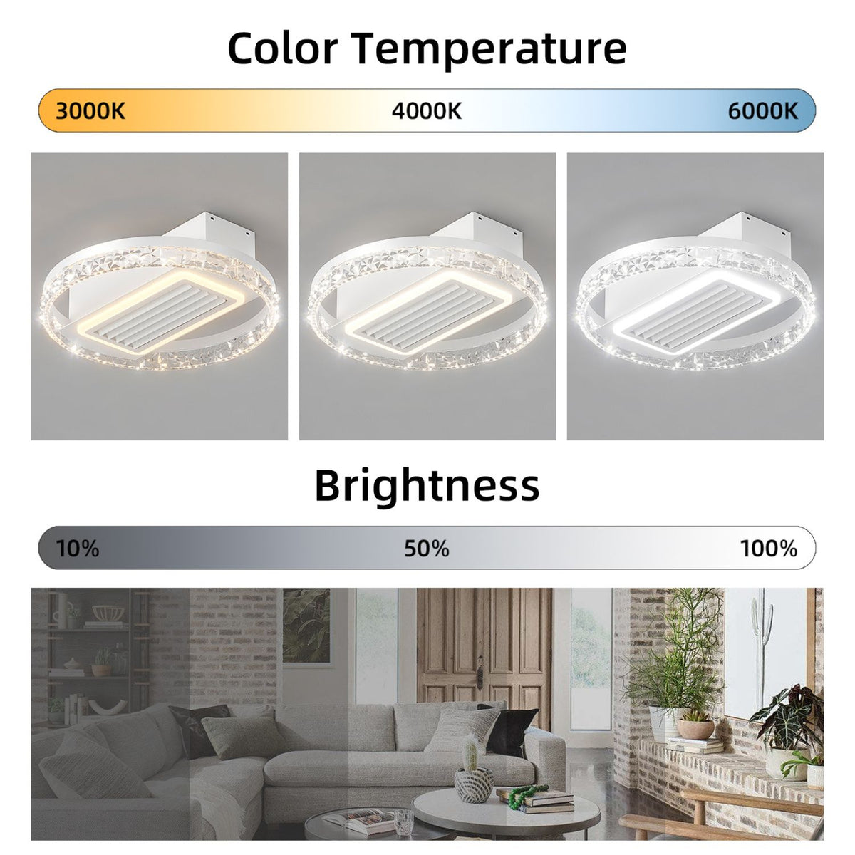 Modern Leafless Ceiling Fan with Remote and App Control