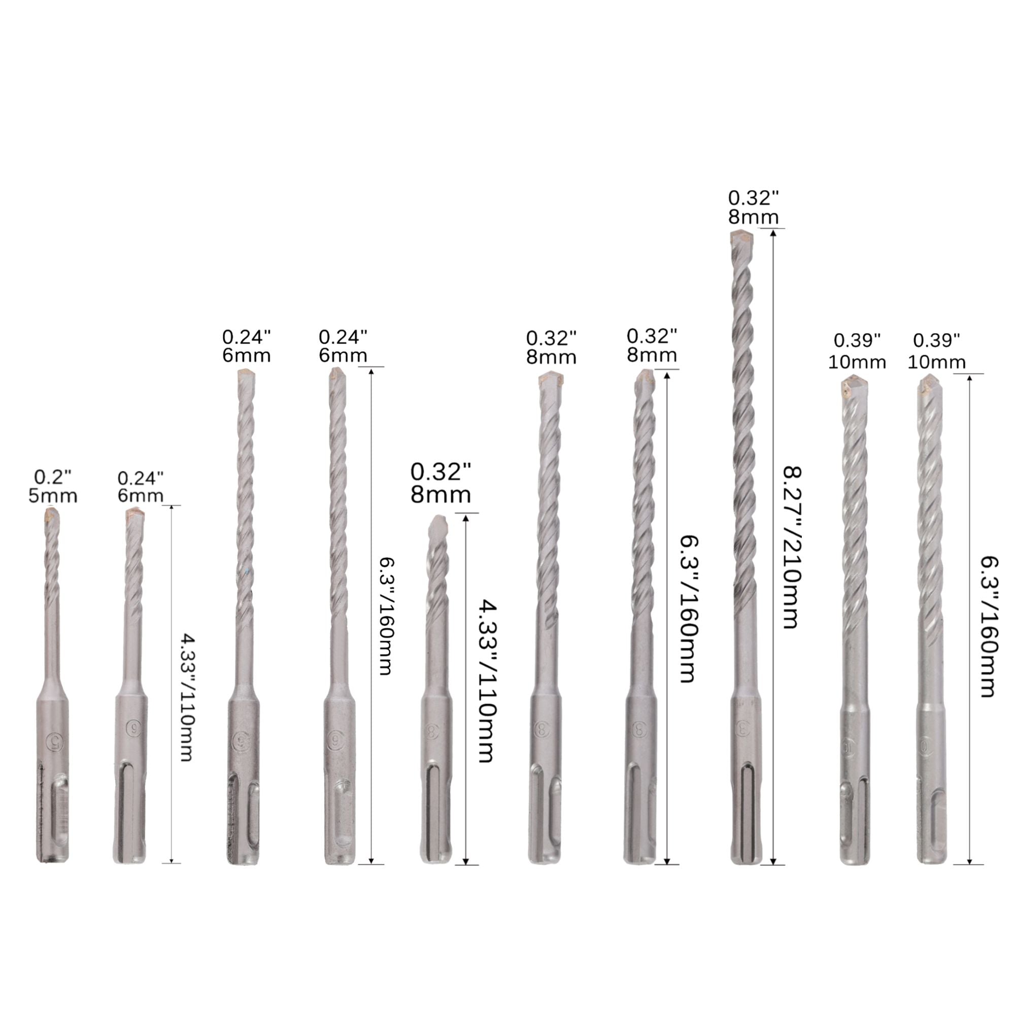 20pcs Impact Hammer Drill Bit Set,SDS Plus Drill Bit Set, Carbide Tipped,with Storage Case for Concr