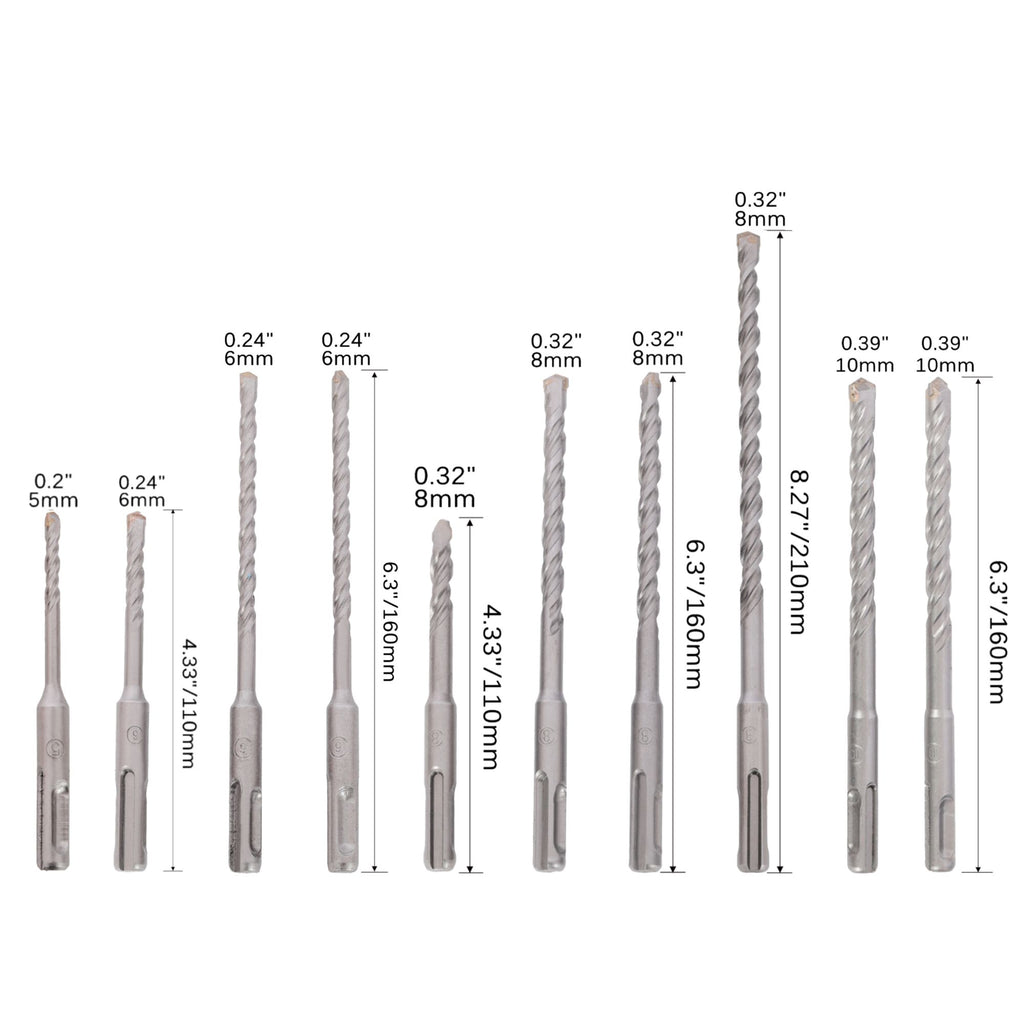 20pcs Impact Hammer Drill Bit Set,SDS Plus Drill Bit Set, Carbide Tipped,with Storage Case for Concr