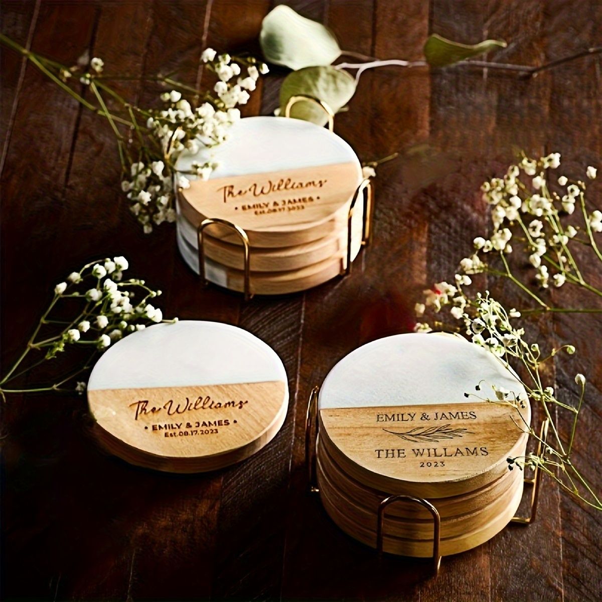Non-Slip Marble-Patterned Coaster Set