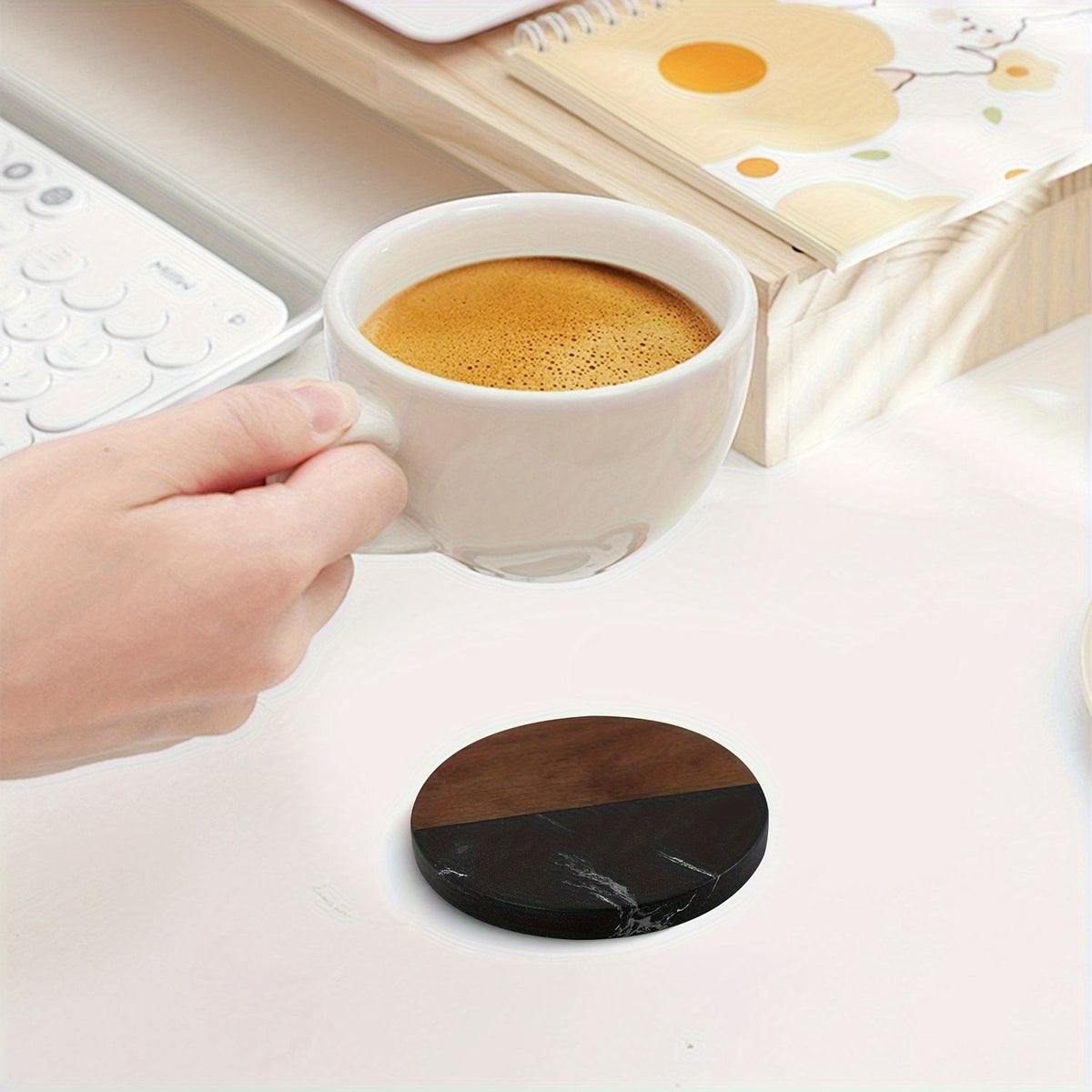 Non-Slip Marble-Patterned Coaster Set