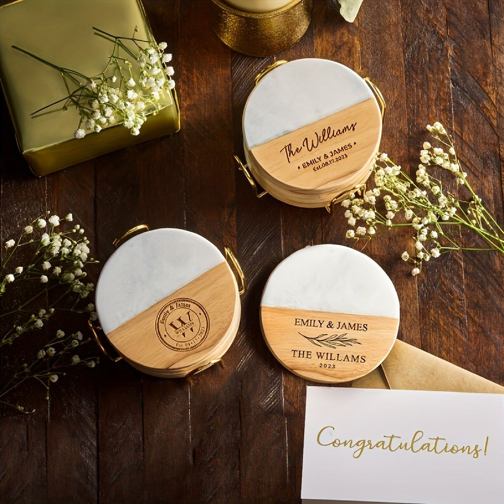 Non-Slip Marble-Patterned Coaster Set