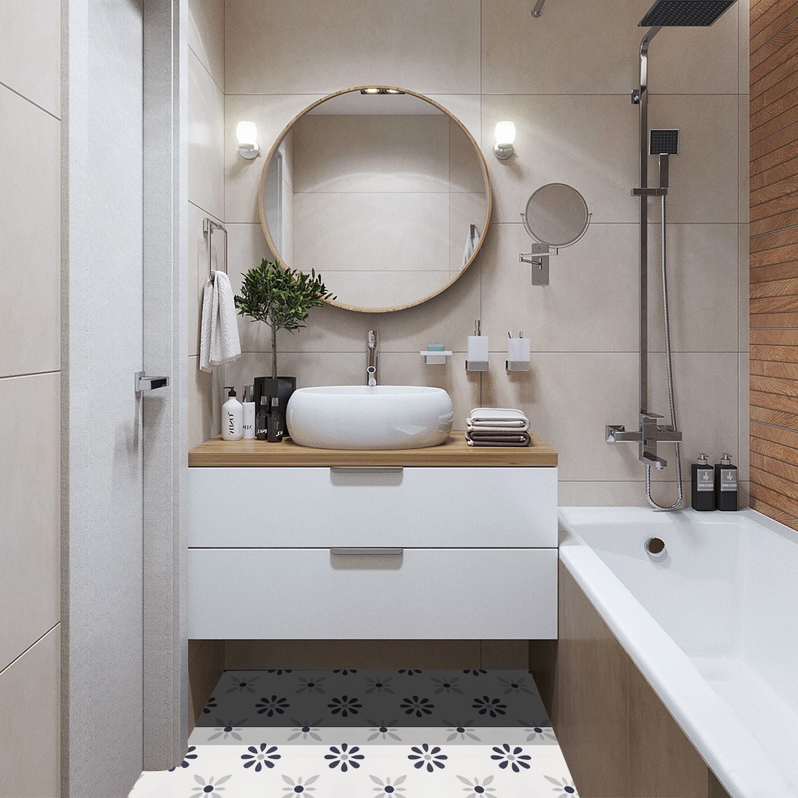 Self-Adhesive PVC Floor Tiles – water-ready & Non-Slip for DIY Home Improvement