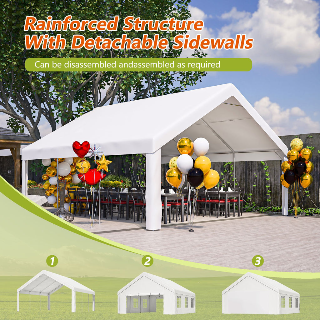 Party Tent for Weddings and BBQs with Removable Sidewalls and Storage Bags