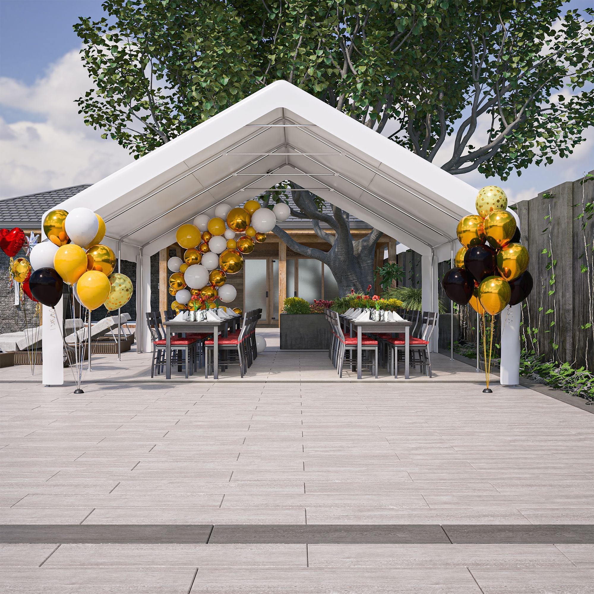 Party Tent for Weddings and BBQs with Removable Sidewalls and Storage Bags