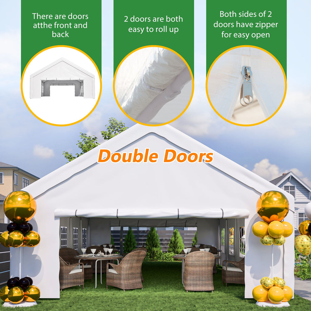 Party Tent with 3 Storage Bags & Removable Sidewalls for Outdoor Events