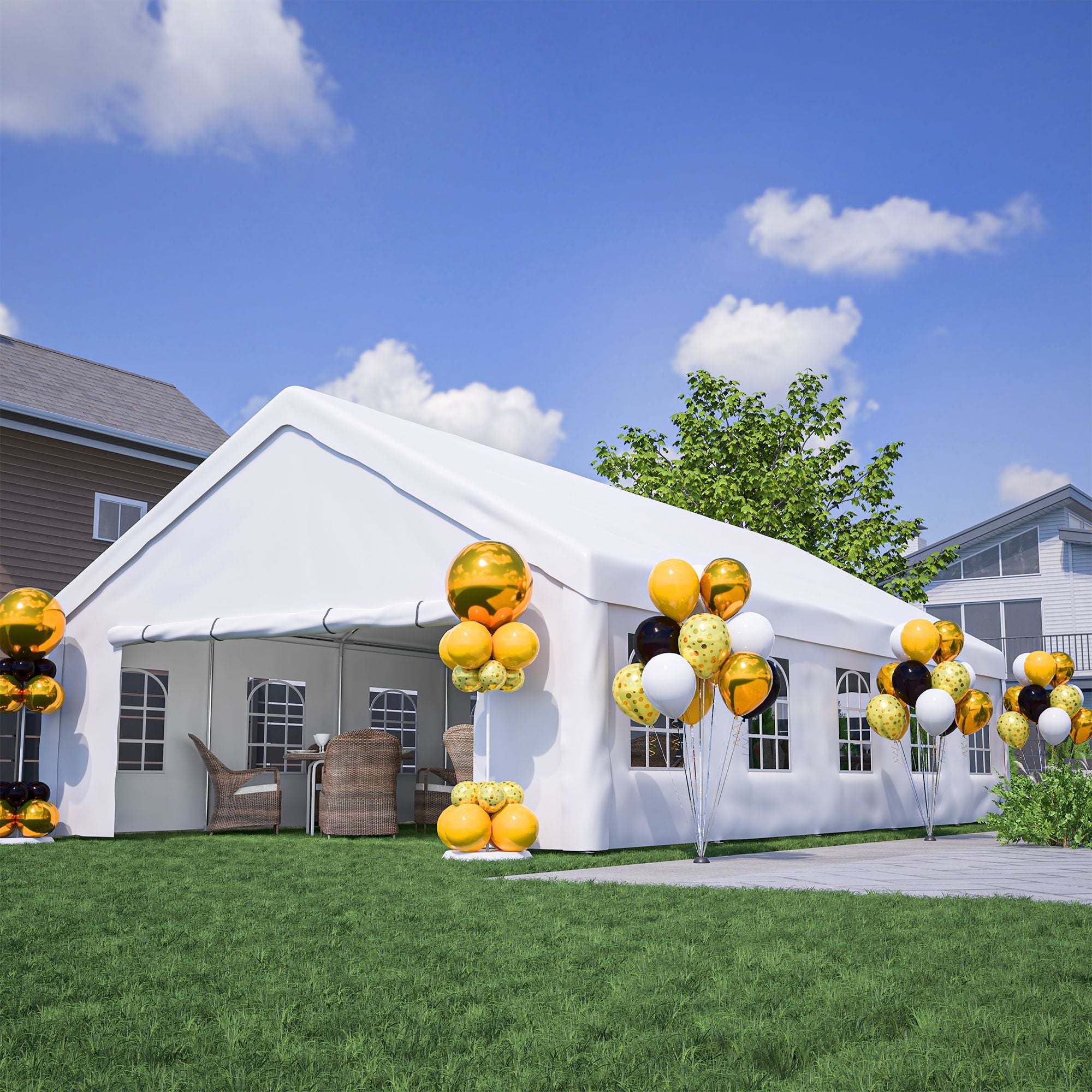 Party Tent with 3 Storage Bags & Removable Sidewalls for Outdoor Events