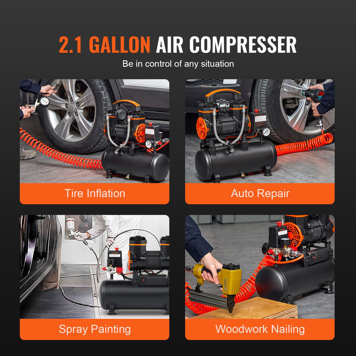 Oil-Free Air Compressor for Inflation and Workshop Tools