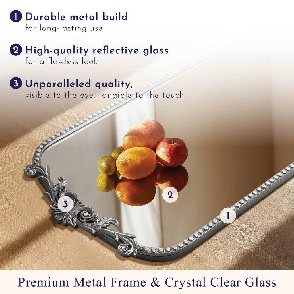 Silver Leaner Mirror – Elegant Arched Full Length Floor Mirror