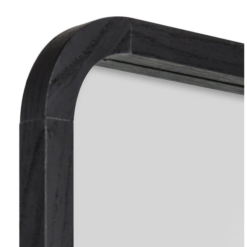 Modern Black Wall Mirror with Rounded Edges