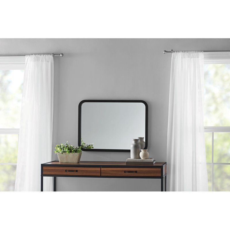 Modern Black Wall Mirror with Rounded Edges