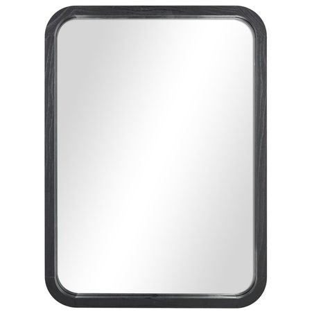 Modern Black Wall Mirror with Rounded Edges