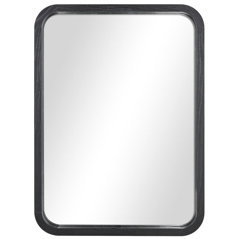 Modern Black Wall Mirror with Rounded Edges