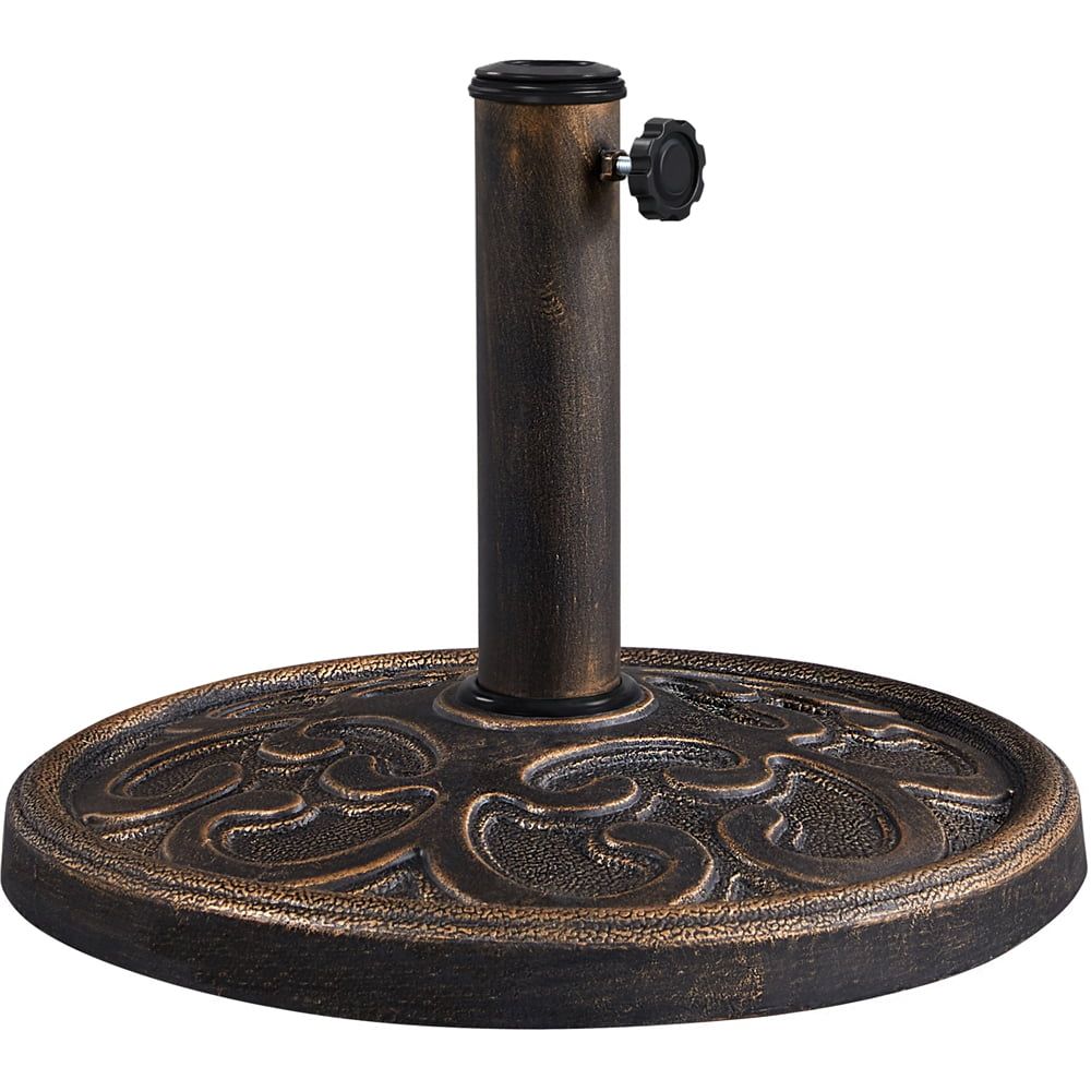 Bronze Outdoor Patio Umbrella Base with Easy-Adjust Knob