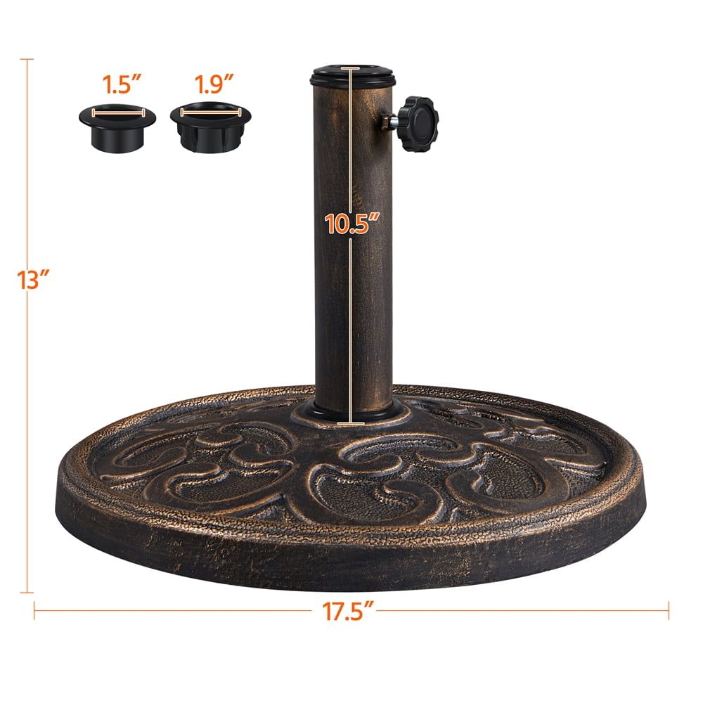 Bronze Outdoor Patio Umbrella Base with Easy-Adjust Knob