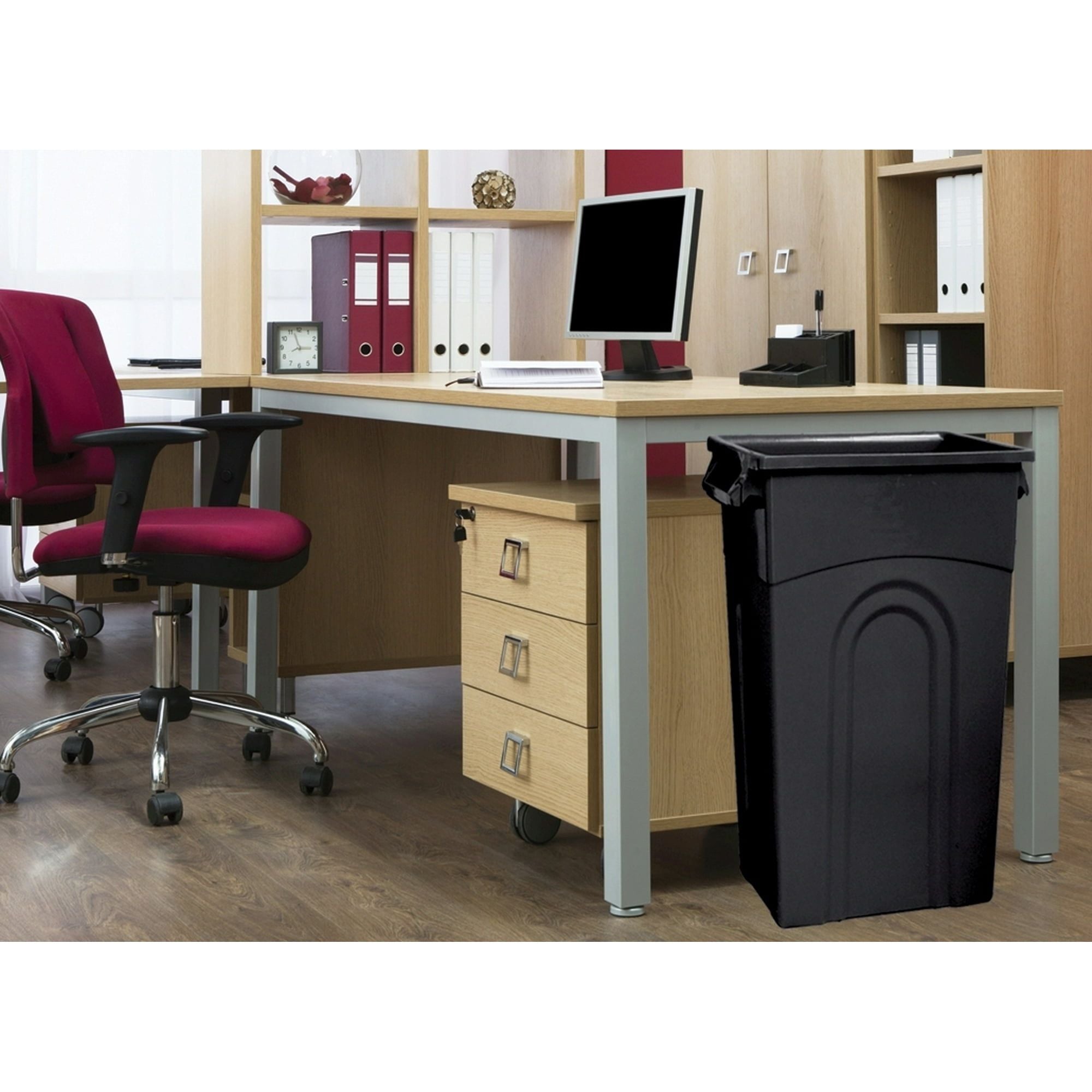 Narrow-Tall Highboy Waste Container with Easy Bag Removal and Handles