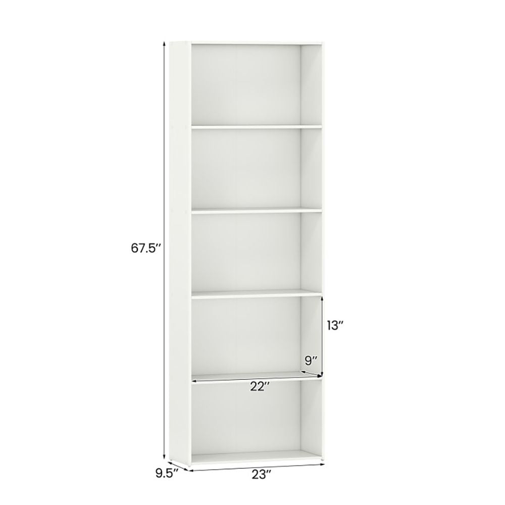 Five-Shelf Bookcase for Home Office and Living Spaces