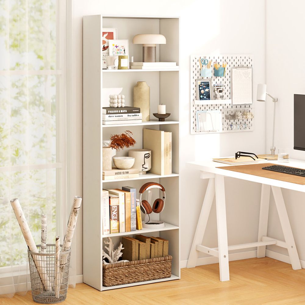 Five-Shelf Bookcase for Home Office and Living Spaces