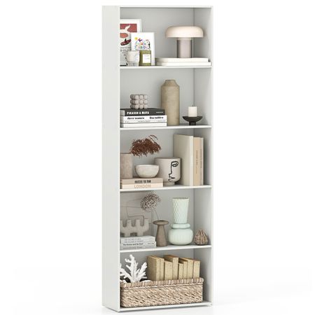 Five-Shelf Bookcase for Home Office and Living Spaces