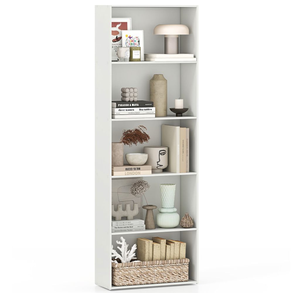 Five-Shelf Bookcase for Home Office and Living Spaces