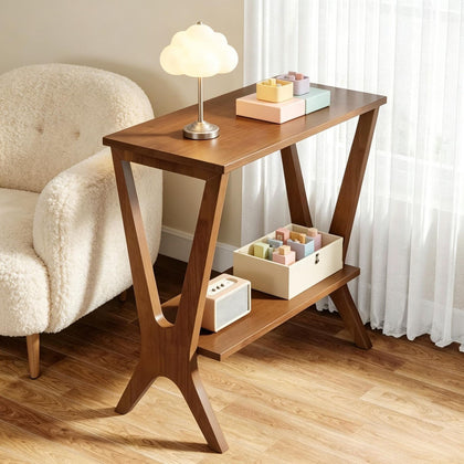 Vintage-Inspired Slim Two-Tier End Table