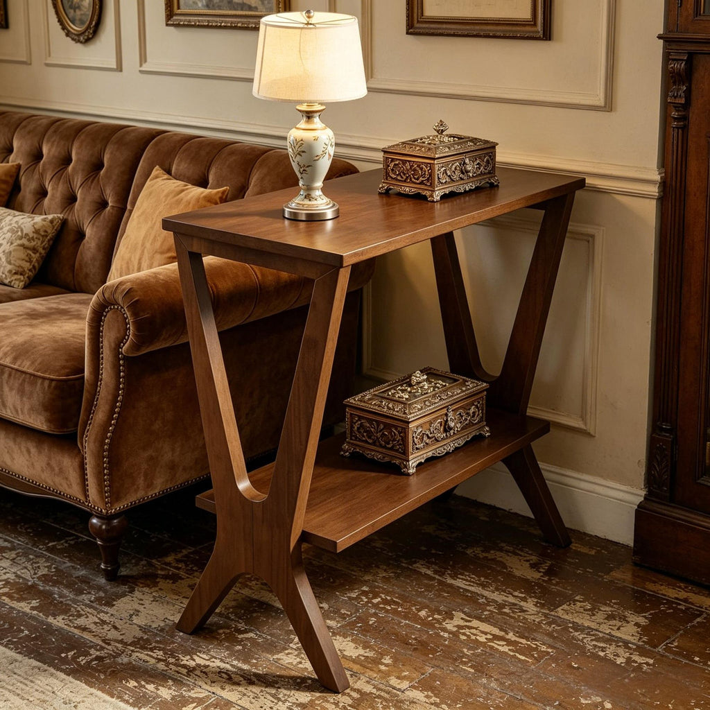 Vintage-Inspired Slim Two-Tier End Table