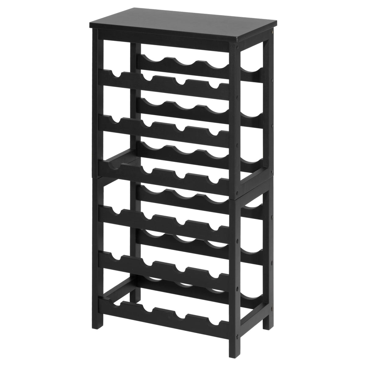 24-Bottle Detachable Wine Rack with Storage Tabletop - 6-Tier Freestanding Bamboo Wine Bottle Holder for Kitchen, Bar, Dining Room