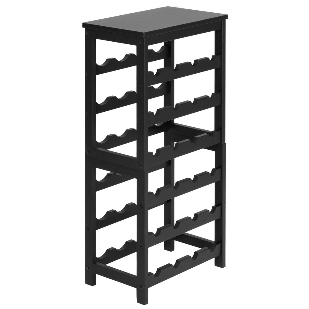 24-Bottle Detachable Wine Rack with Storage Tabletop - 6-Tier Freestanding Bamboo Wine Bottle Holder for Kitchen, Bar, Dining Room
