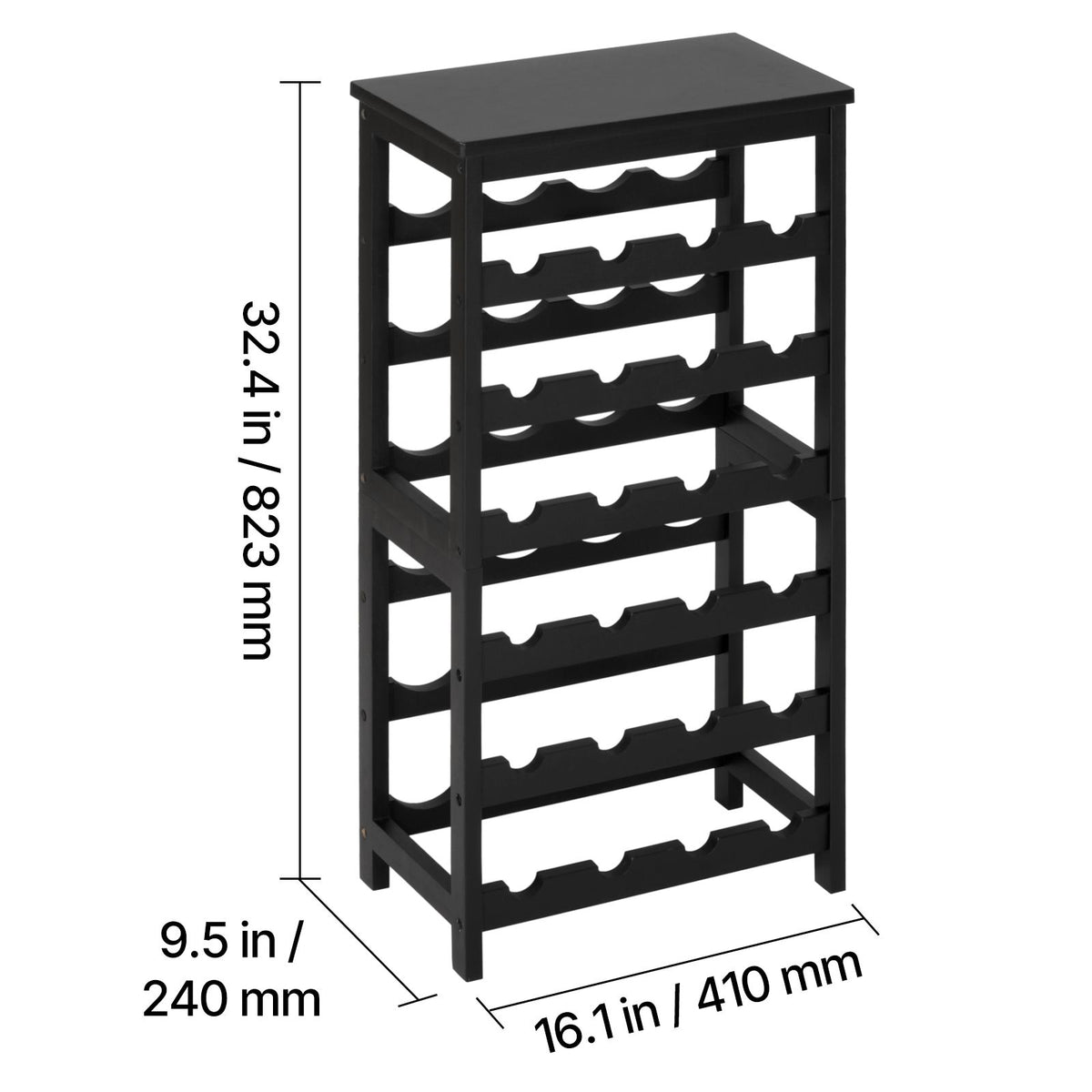 24-Bottle Detachable Wine Rack with Storage Tabletop - 6-Tier Freestanding Bamboo Wine Bottle Holder for Kitchen, Bar, Dining Room