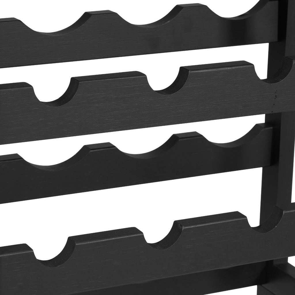24-Bottle Detachable Wine Rack with Storage Tabletop - 6-Tier Freestanding Bamboo Wine Bottle Holder for Kitchen, Bar, Dining Room
