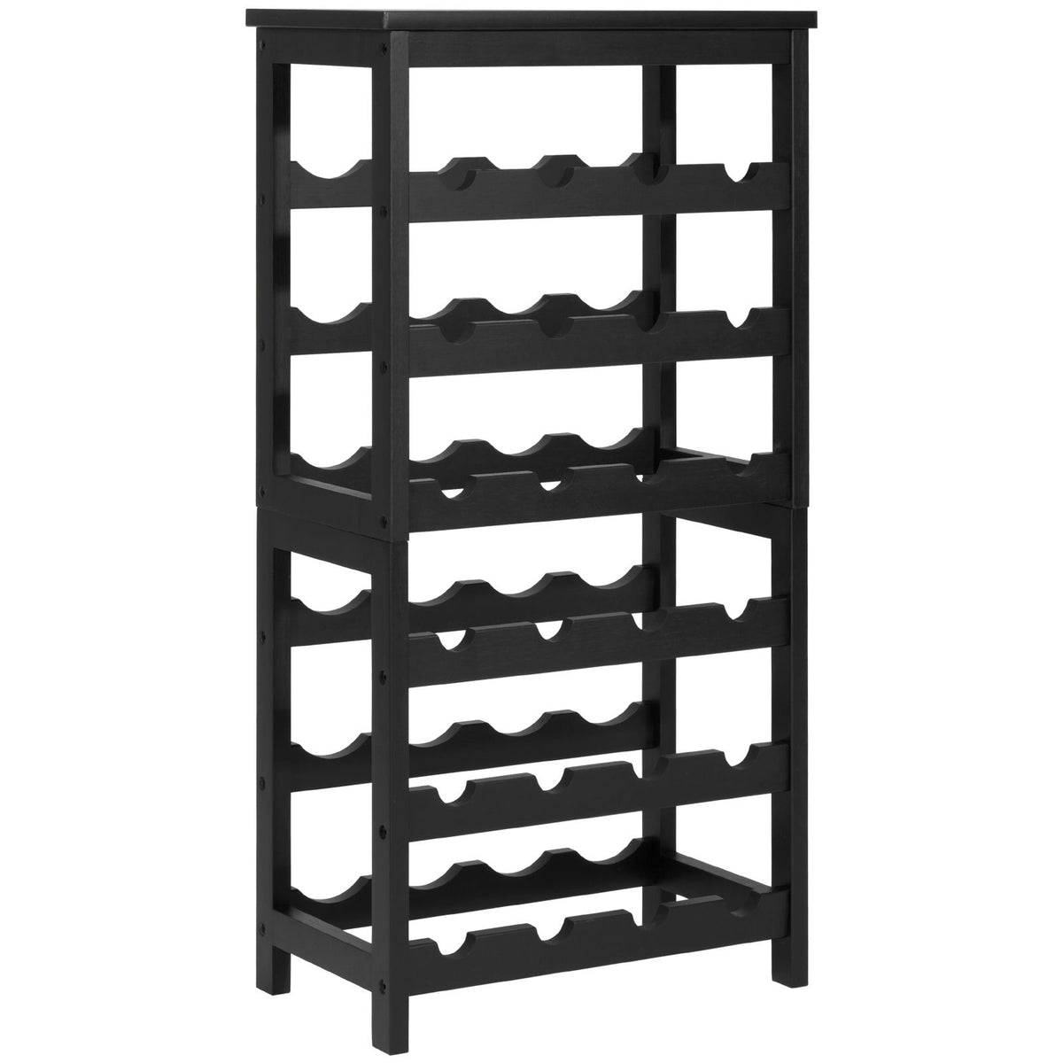 24-Bottle Detachable Wine Rack with Storage Tabletop - 6-Tier Freestanding Bamboo Wine Bottle Holder for Kitchen, Bar, Dining Room
